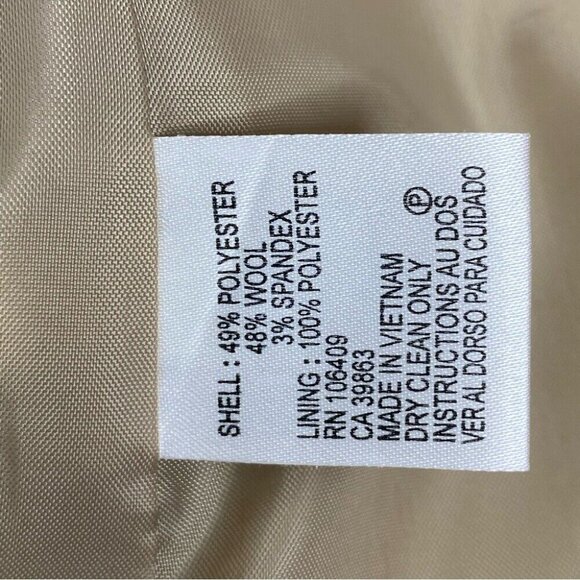 Tahari ASL Women’s Tan White Striped Two Button Business Career Blazer 10/C39 - Picture 9 of 11